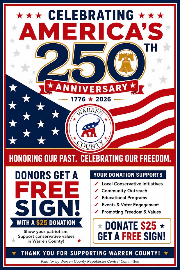 Celebrating America's 250th — donors of $25 get a free sign